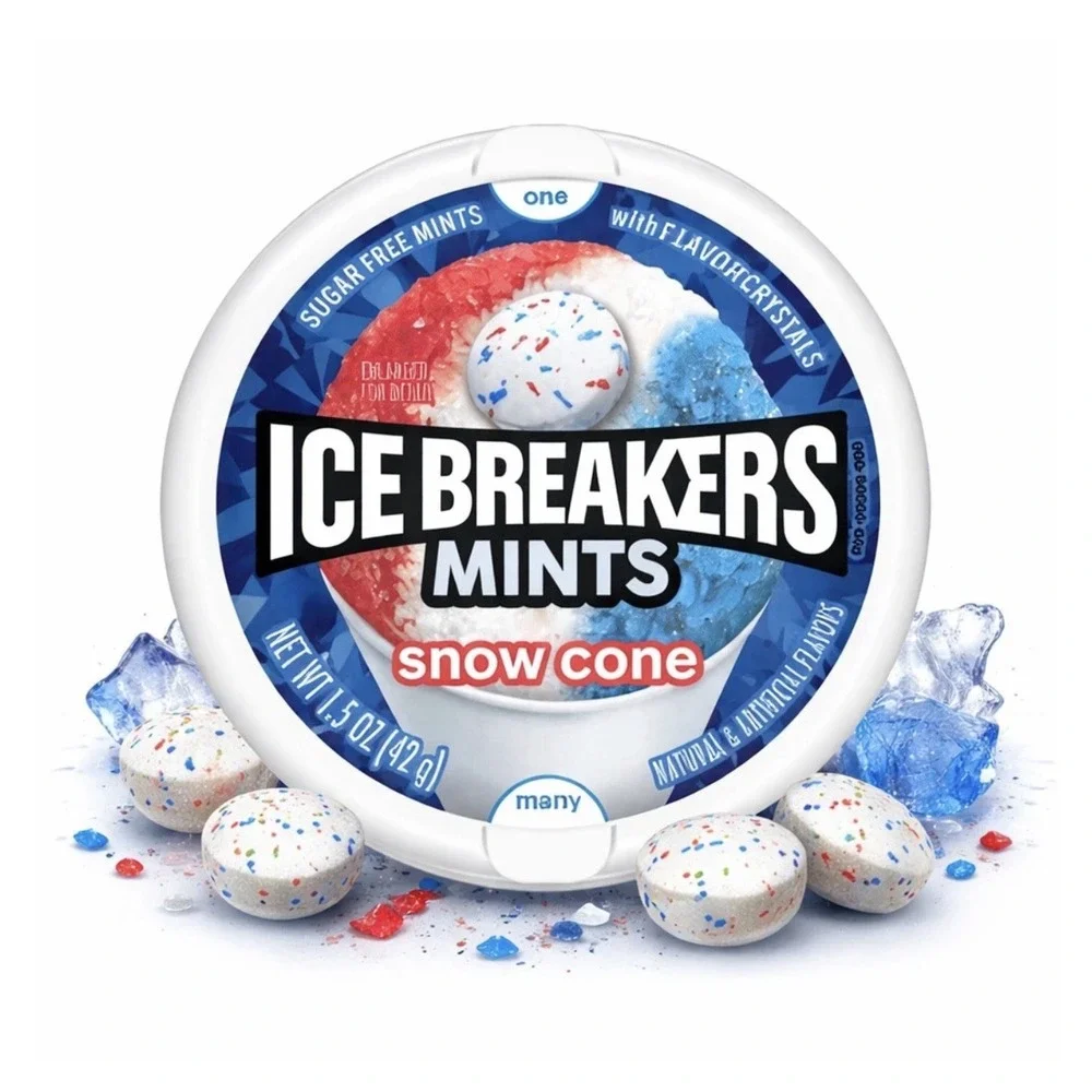 NEW! 4x Packs Ice Breakers Snow Cone Sugar Free Mints - 1.5oz Each